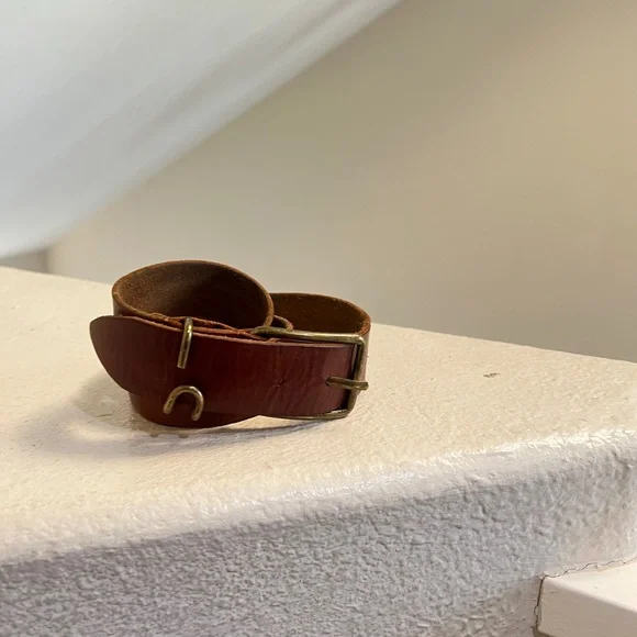 UnisoBDG‎ Chestnut Leather Belt with Brass Buckle western boho medium - Picture 4 of 11